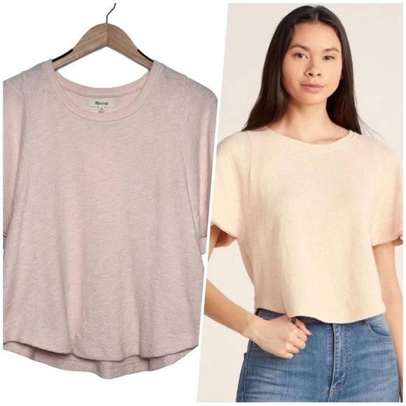 Madewell | Women | Ingrid Dolman Blush Pink Flutter Short Sleeve Top | Small - Picture 1 of 11